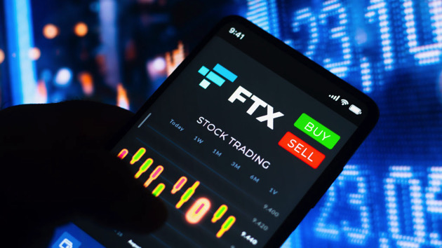 In this photo illustration, the stock trading graph of FTX