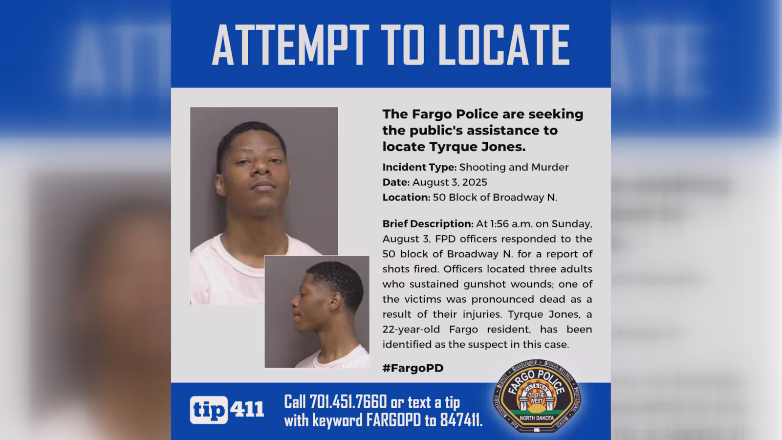 Fargo shooting suspect tyrque jones