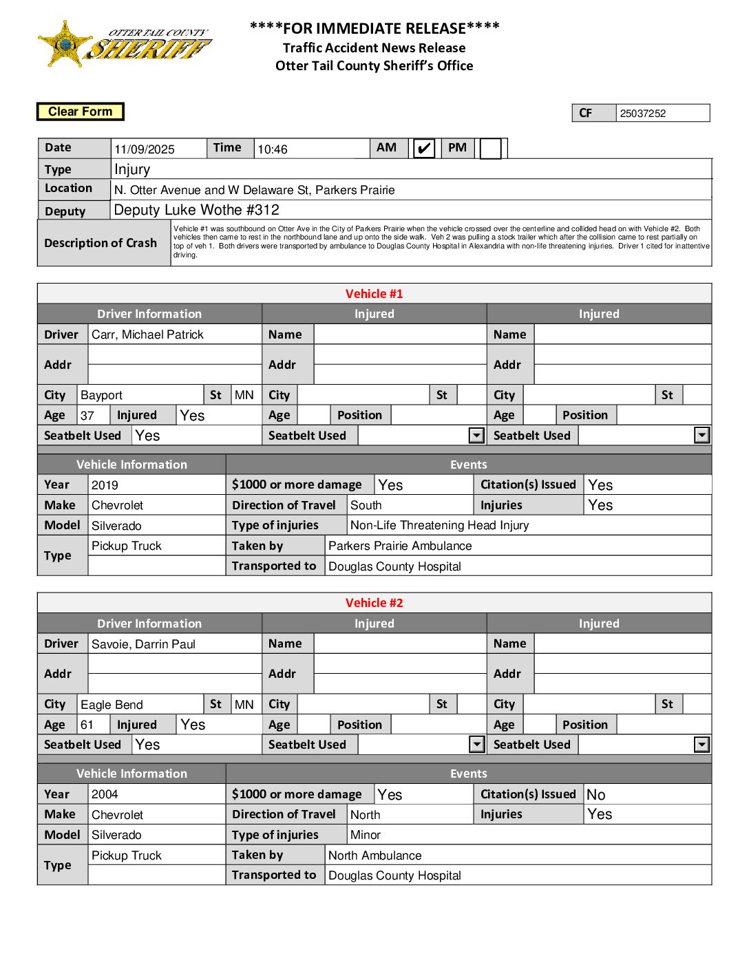 25037252 traffic accident news release